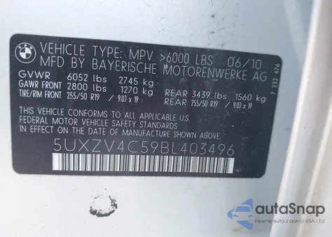 2011 BMW X5 xDrive35I/xDrive35I Premium/xDrive35I Sport Activity from USA, damaged, VIN 5UXZV4C59BL403496